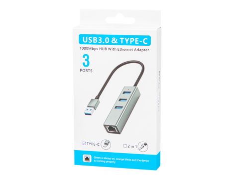 USB-C RJ45+3xUSB Netzwerk-Adapterkabel K-06 - 2