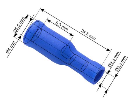 Isolierte Buchse 4.0/24.5mm blau