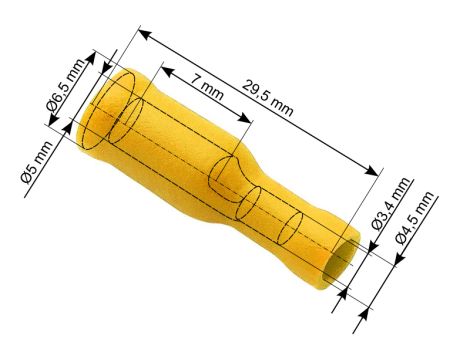 Isolierte Buchse 5.0/24.5mm gelb