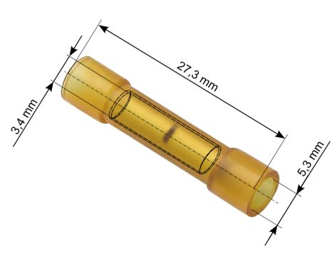 Stecker isolierter Stecker 27.3/5.3/3.4 gelb