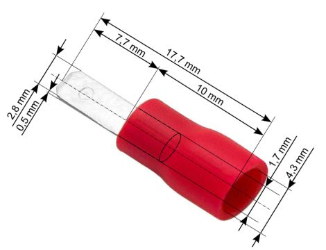 Isolierte Flachsteckverbindung 2,8/0,5 rot