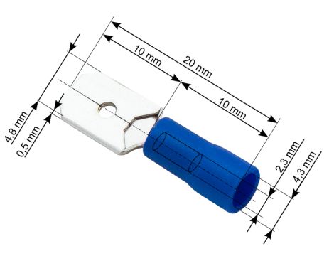 Isolierte Flachsteckverbindung 4,8/0,5 blau