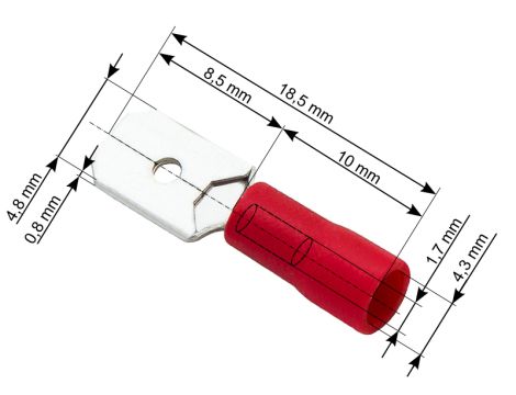 Isolierter Flachstecker 4,8/0,8 rot