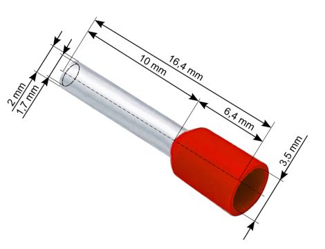 Stecker isolierte Hülse 1,5/10 rot