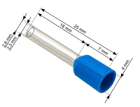 Stecker isolierte Hülse 2,5/18 blau