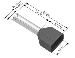 Isolierte Verbindungsmuffe 2x0,75/10 grau