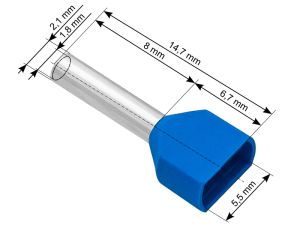 Stecker isolierte Hülse 2x0.75/8 blau