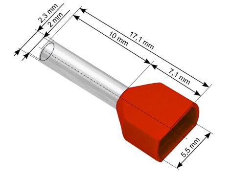 Isolierte Steckerhülse 2x1,0/10 rot