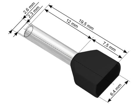 Stecker Isolierhülse 2x1,5/12 schwarz