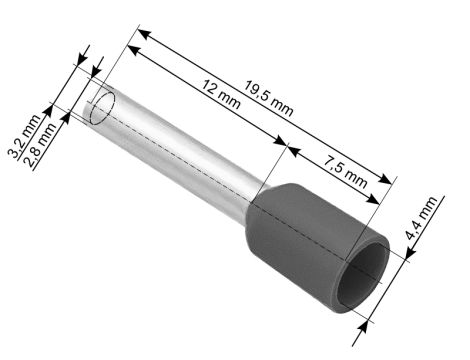 Stecker isolierte Hülse 4.0/12 grau