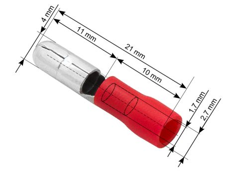 Steckverbinder isolierter Stecker 4,0/21mm rot