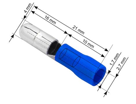 Steckverbinder isolierter Stecker 4,0/21mm blau