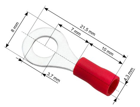 Isolierter Ringstecker L Schraube3.7 Kabel4.3mm