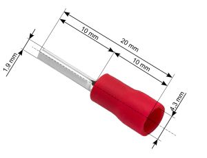 Isolierte Steckverbindung 1,9/20mm Kabel 4,3mm