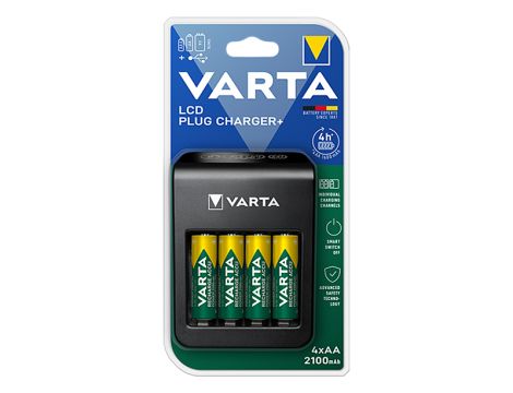 LCD PLUG+4xAA 2100mAh VARTA Ladegerät 56706