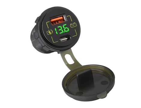 USB+USB-C Autoladegerät M18A Voltmeter