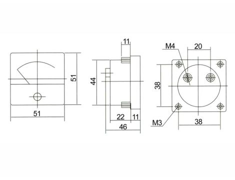 Analoges quadratisches Amperemeter 20A + Shunt - 2