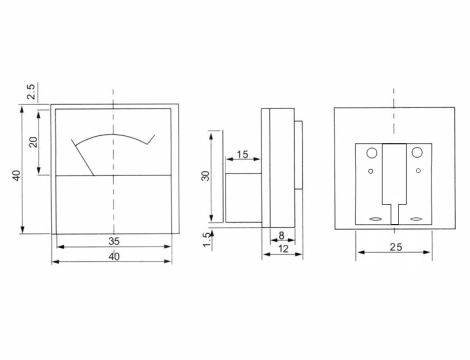 Square mini 1A analoges Amperemeter + Shunt - 3