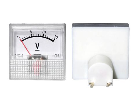 Analoges Messgerät Voltmeter quadratisch mini 15V