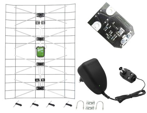 Schwarze und silberne Netzantenne + STROMVERSORGUNG+SWA 2000