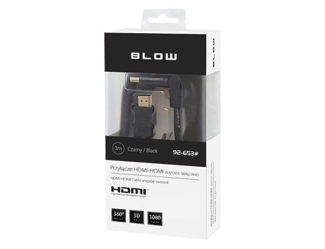 HDMI-HDMI BLACK abgewinkelter Stecker 3m verdrillt