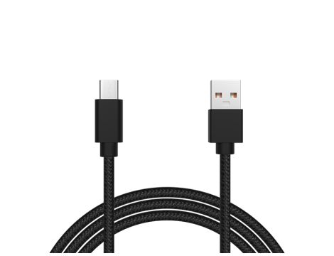 USB 2.0 A - USB-C 1.0m schwarzer geflochtener Stecker