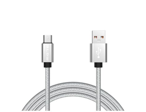 USB-Anschluss A - micro B 1,0m geflochten-silber