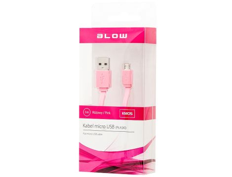 USB-Stecker A - micro B 1.0m rosa flach BLISTER