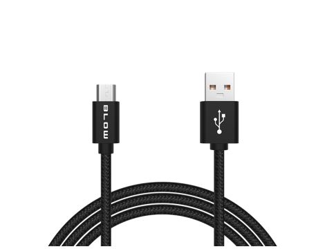 USB-Stecker A - micro B 1,5m geflochten schwarz BLISTER