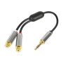 Klinkensplitter: 3.5ST-2GNAC RCA Stecker mit 15cm Kabel METAL - 2