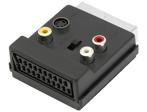 SCART-Stecker-1x-SCART-Stecker+3RCA+SVHS+Schalter Verteiler