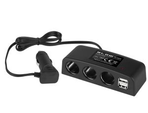 Auto Zigarettenanzünder Splitter 1xPLUG/3xNET+2xUSB CS-43 Kabel