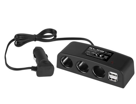 Auto Zigarettenanzünder Splitter 1xPLUG/3xNET+2xUSB CS-43 Kabel