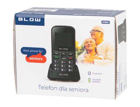 BLOW Senior Phone Schwarz mit Ständer S18D - 5