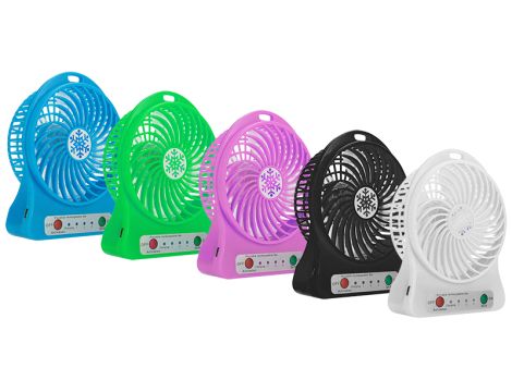 Tischventilator 14cm USB+Akku MIX Farben.