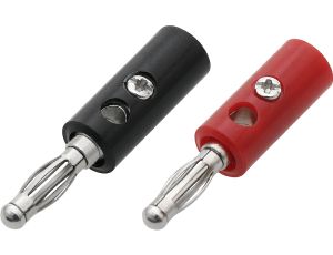 PLASTIC Bananenstecker mit Schraube rot+schwarz