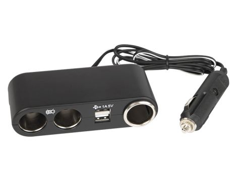 Auto-Zigarettenanzünder-Splitter 1xPLUG/3xNAP+USB CS-33 Kabel