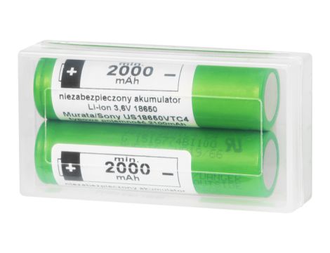 18650 li-ion 2100mAh 3.6V 2 Stk. SONY/Murata+BOX für zwei Lithium-Ionen-Akkus - 2