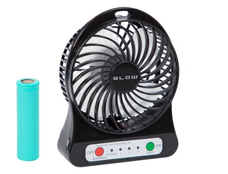 Tischventilator 10cm USB + Batterie schwarz