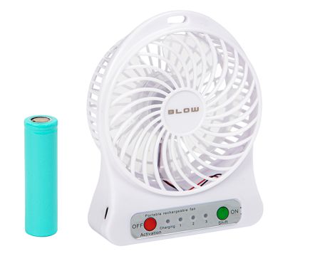 Tischventilator 10cm USB+Batterie weiß