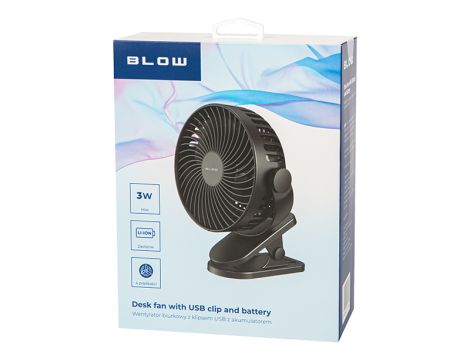 Tischventilator mit 15cm Clip USB+Batterie schwarz - 3