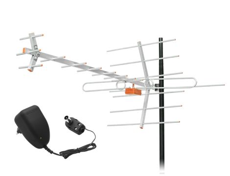 Direktionale TV-Antenne DVB-T MUX123 aktiv/H UHF-Pegel + VHF-Pegel eingestellt aktiv