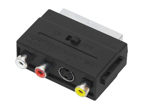 SCART-3-Buchse RCA+SVHS-Splitter mit Schalter