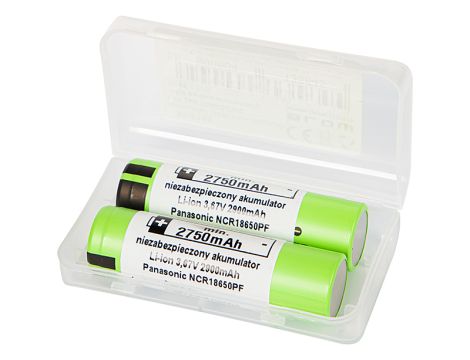 18650 li-ion 2900mAh 3.6V 2 Stk. PANASONIC+BOX für zwei Akkus