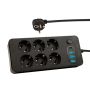 PS-620 6-Buchsen-Verlängerungskabel 3xUSB 1xUSB-C 2m schwarz 2x1mm - 2