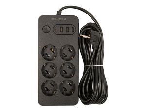 PS-650 6-Buchsen-Verlängerungskabel 3xUSB 1xUSB-C 5m schwarz 2x1mm - image 2