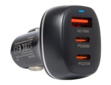 Ładowarka samochodowa gn.USB+USB-Cx2 50W G50C