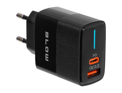 Ładowarka sieciowa gniazdo USB + USB-C QC+PD 20W