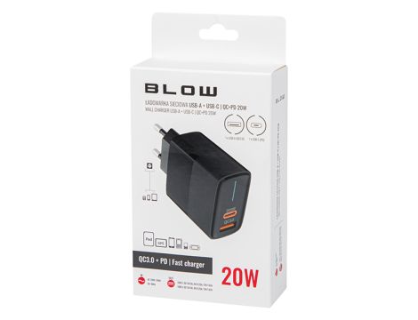 Ładowarka sieciowa gniazdo USB + USB-C QC+PD 20W - 4