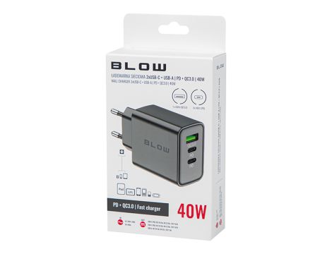 Ładowarka sieciowa gniazdo USB + USB-Cx2 QC+PD 40W - 4